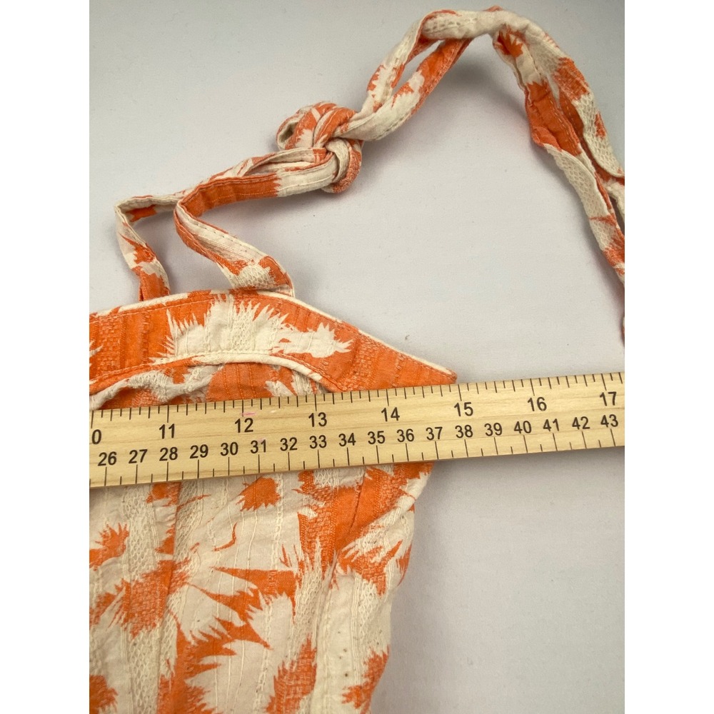 OLIVACEOUS Orange‎ White Floral Peplum Tie Strap Tank Top Blouse Size S - Picture 5 of 7